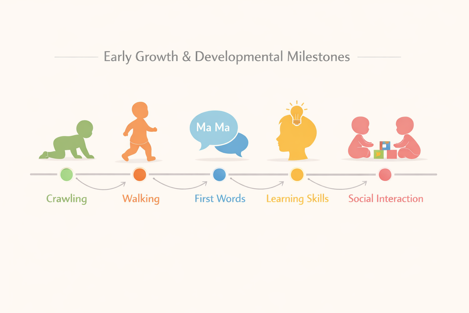 chart showing common infant developmental milestones by age